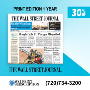 The WSJ Newspaper Print Subscription Delivery 6-days a week for 1 year $318