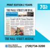 The Wall Street Journal 2-Year Print Subscription Take 70% Off