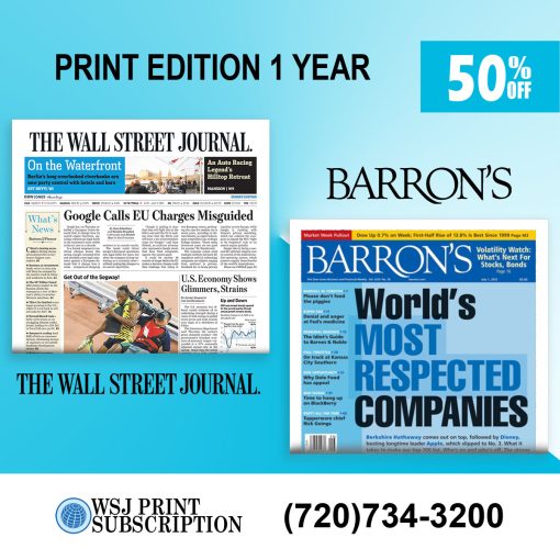 WSJ Newspaper and Barron's Print Subscription 1-Year